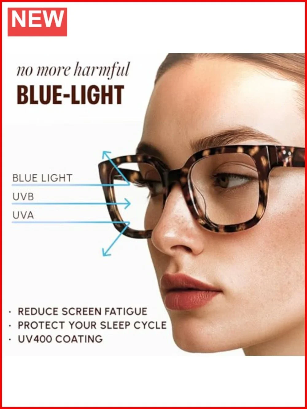 Oversized Blue Light Blocking Glasses for Women - Reduce Eye Strain Computer